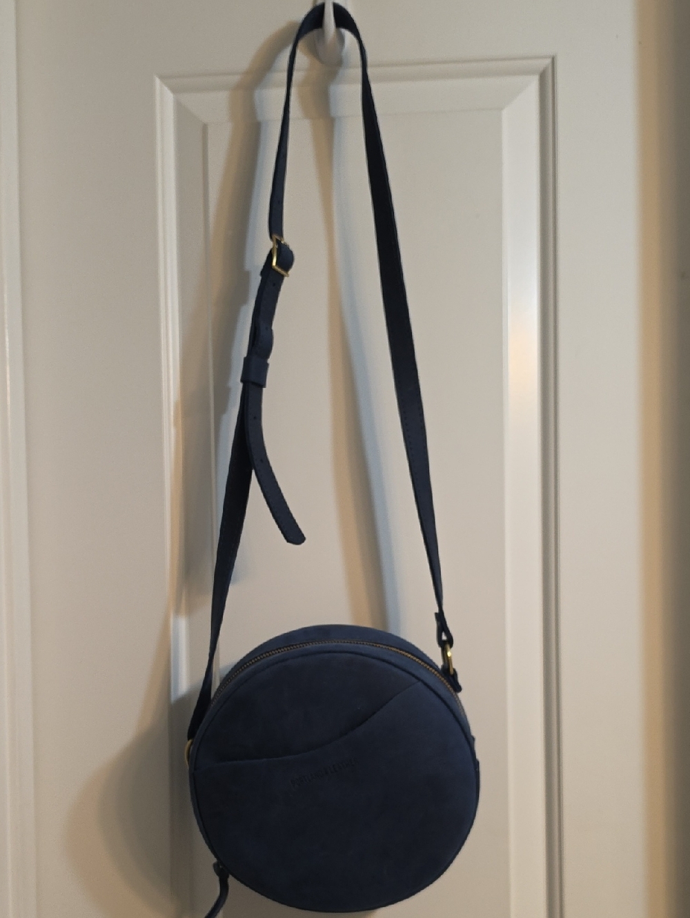 Round Navy Crossbody Bag with Adjustable Strap - Portland Leather Goods Lrg Crcl